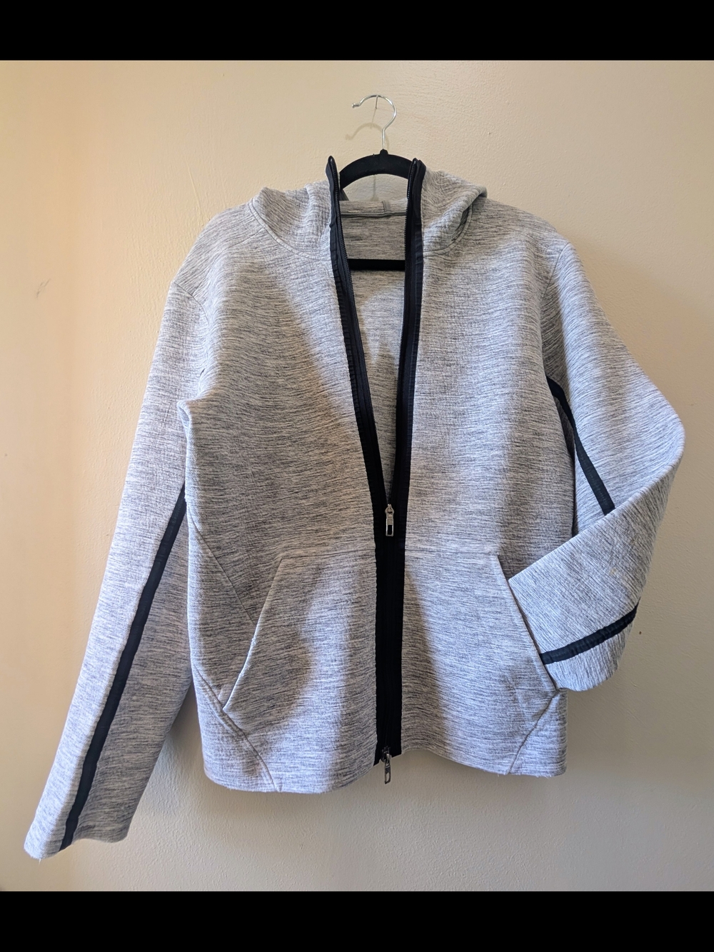 Lululemon Men’s Hooded Full Zip Stratum Hoodie Jacket Gray/Black Heather Size M